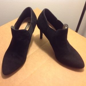 Audrey Brooke Black Genuine Suede Ankle Booties